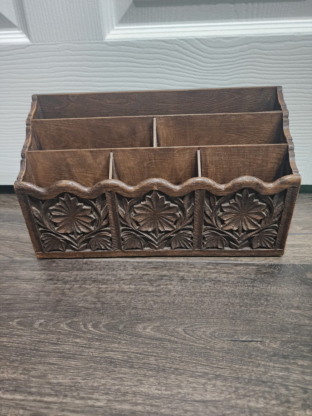 Vintage 1960s Lerner Faux Wood Desk Caddy Organizer Letter Mail
